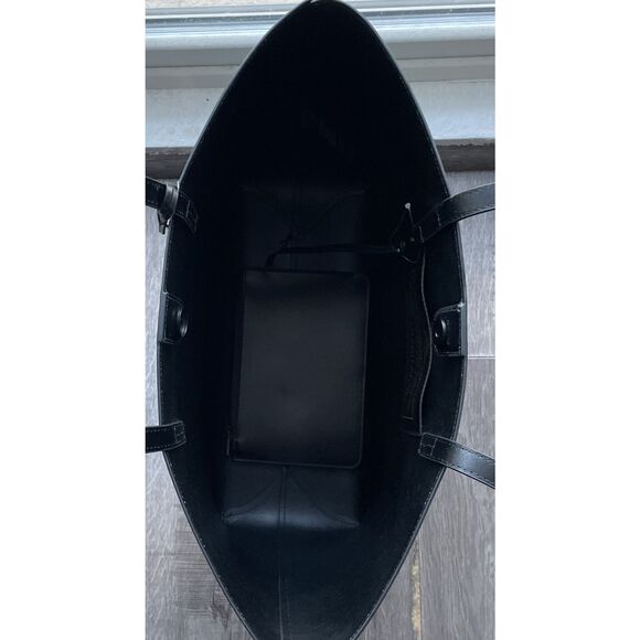 NEW KURT GEIGER LONDON CHELSEA 14” L LEATHER SHOPPER TOTE BAG & POUCH Black - Picture 6 of 8